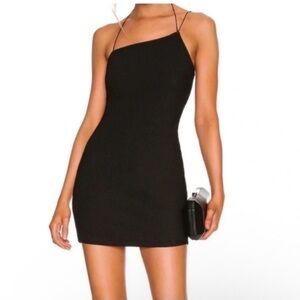 Camila Coelho Ari Asymmetrical Strappy Mini Dress Black NWT